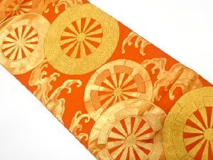 アンティーク　源氏車に荒波模様織り出し袋帯（着用可）